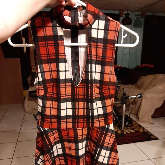 Blood Orange Plaid Dress - Picture 1 of 4